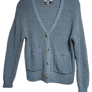 Blue Button-Up Women's Sweater